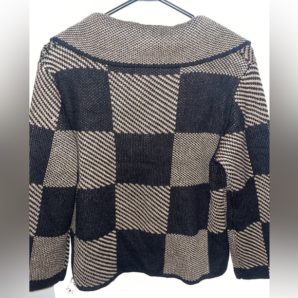CLEO Brown & Black Button Knit Cowl Neck Sweater Jacket Size Small - Picture 2 of 5